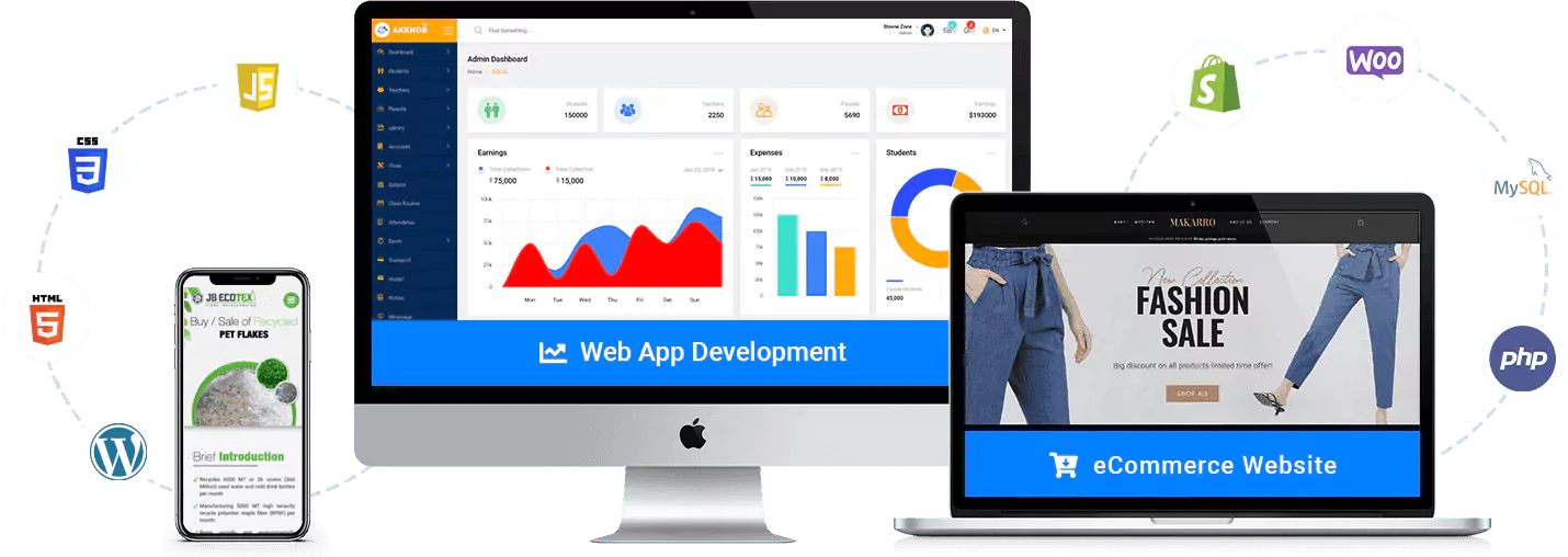 Web development multiple screens image - Deep Technologies